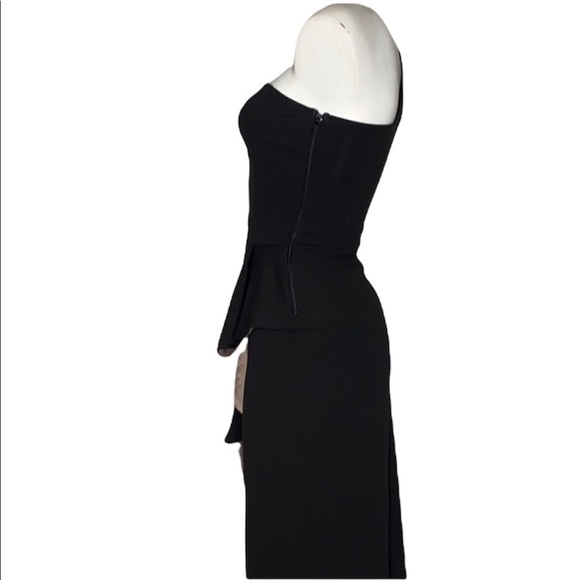 Windsor One Shoulder Black Dress with Deep Split Size XS - Picture 4 of 8